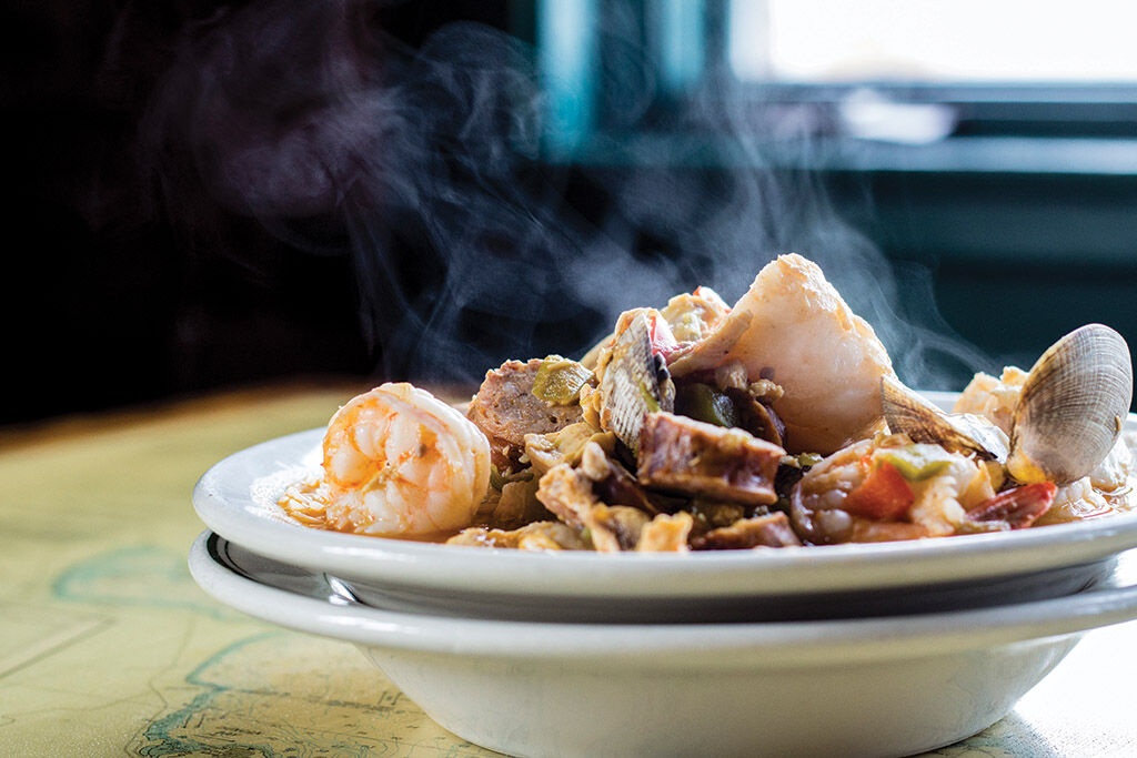 A steaming seafood bowl at The Spar